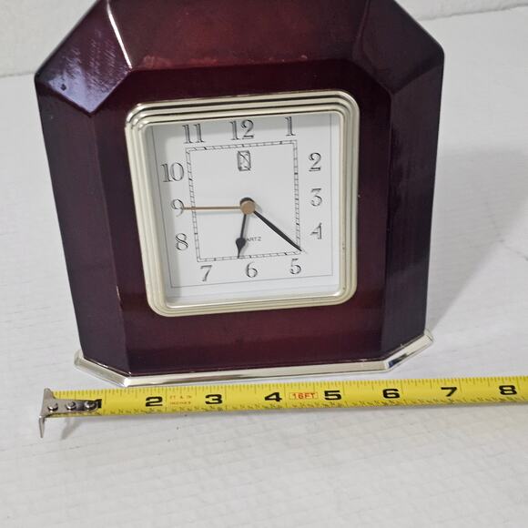 Copied - Paul Sebastian Dark Red Wooden Desk/Mantel/Shelf Quartz Clock 1997 - Picture 6 of 7